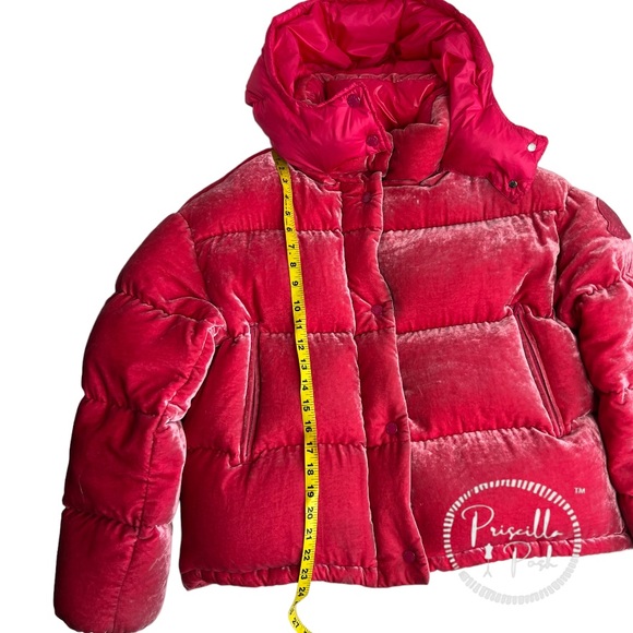 Moncler Hot Pink Velvet Quilted Down Puffer Jacket Goose Down Puffer Coat - Picture 13 of 16